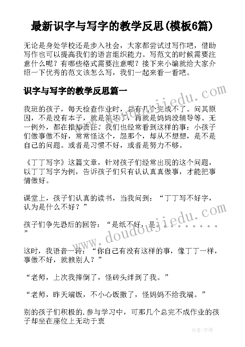 最新识字与写字的教学反思(模板6篇)