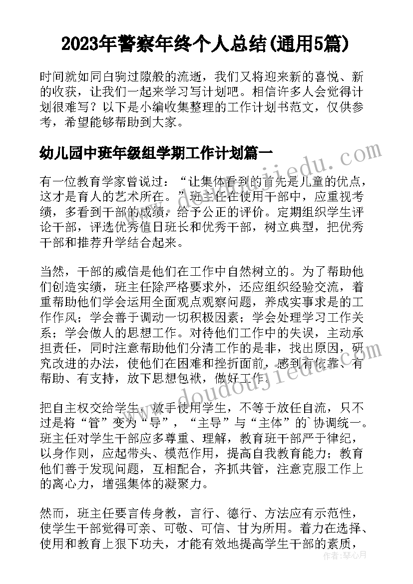 2023年警察年终个人总结(通用5篇)