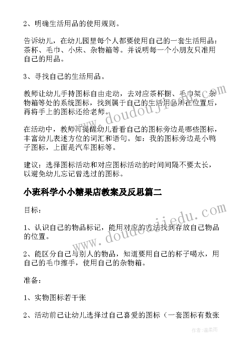 小班科学小小糖果店教案及反思(模板6篇)