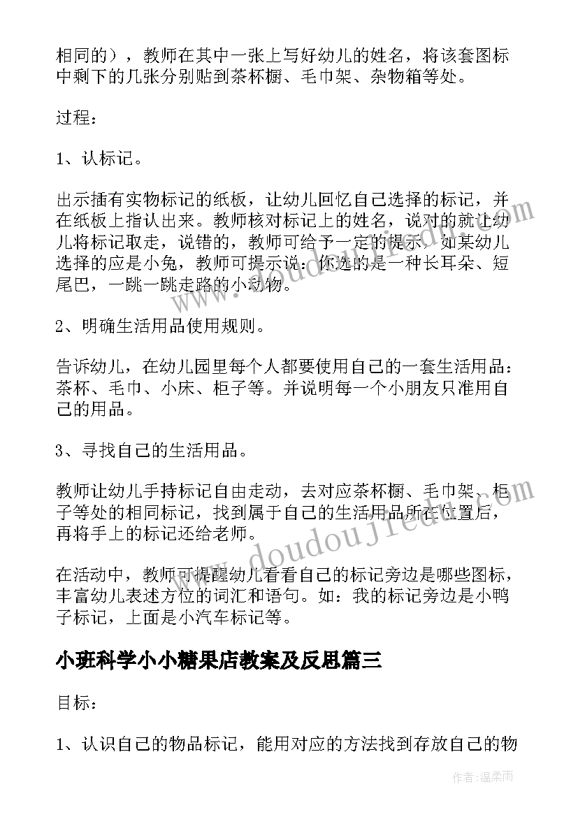 小班科学小小糖果店教案及反思(模板6篇)