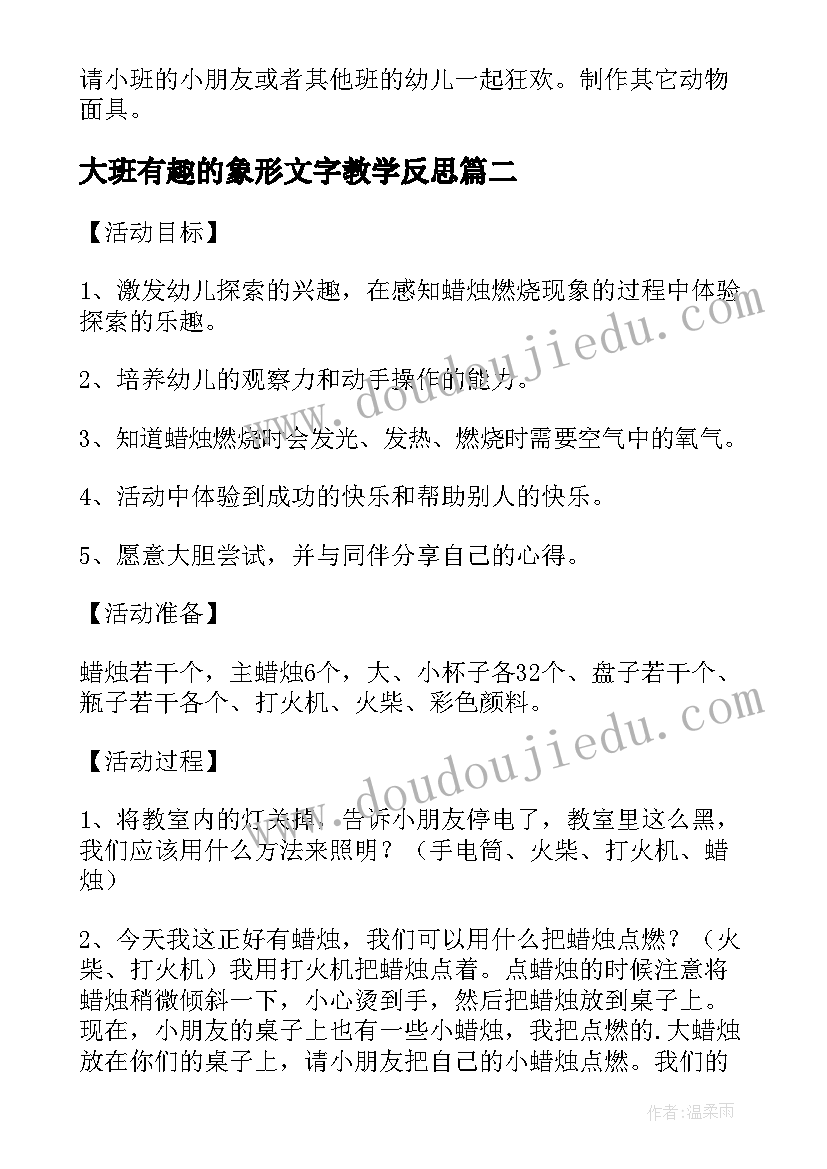 2023年大班有趣的象形文字教学反思(汇总5篇)