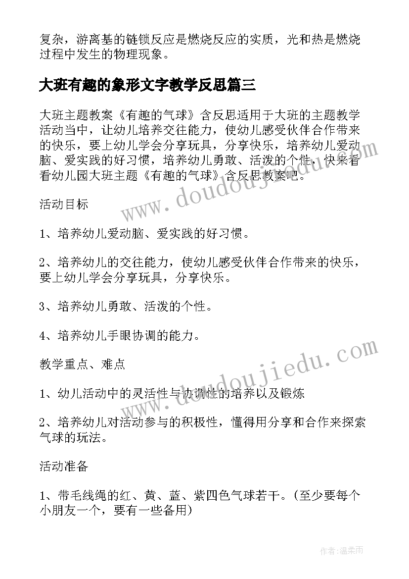 2023年大班有趣的象形文字教学反思(汇总5篇)