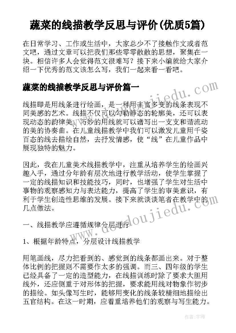 蔬菜的线描教学反思与评价(优质5篇)