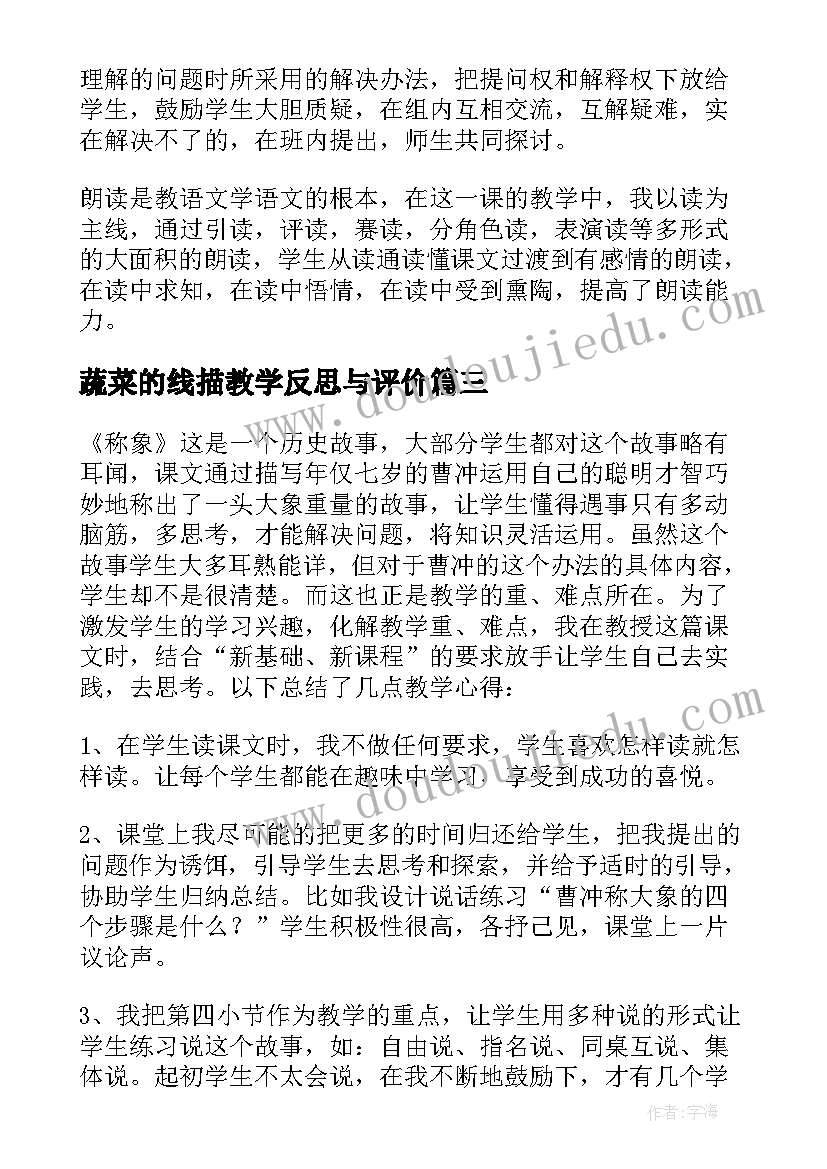 蔬菜的线描教学反思与评价(优质5篇)