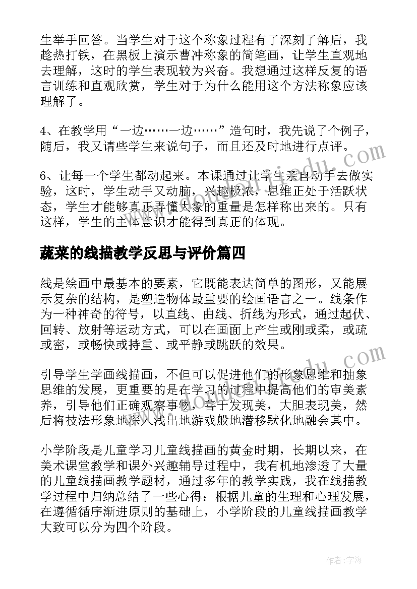 蔬菜的线描教学反思与评价(优质5篇)