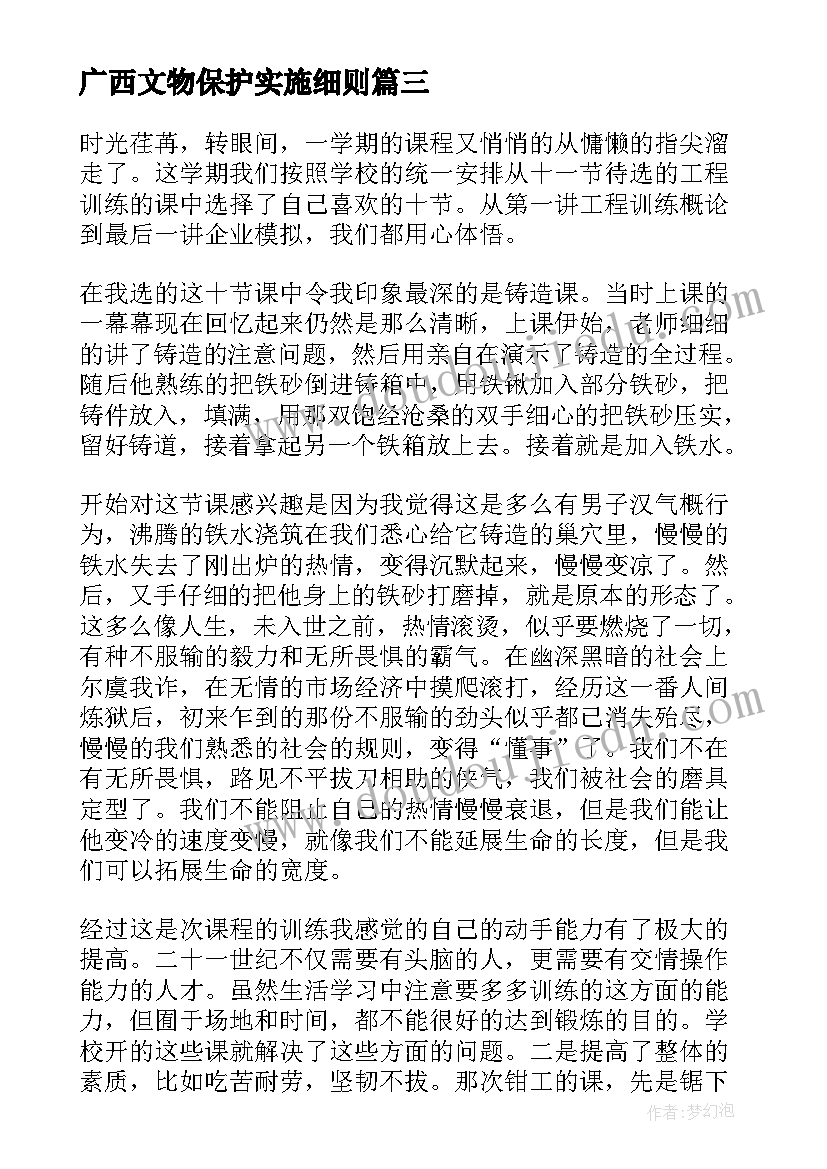 2023年广西文物保护实施细则 工程工作报告(通用5篇)