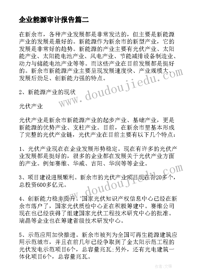 2023年企业能源审计报告(精选5篇)