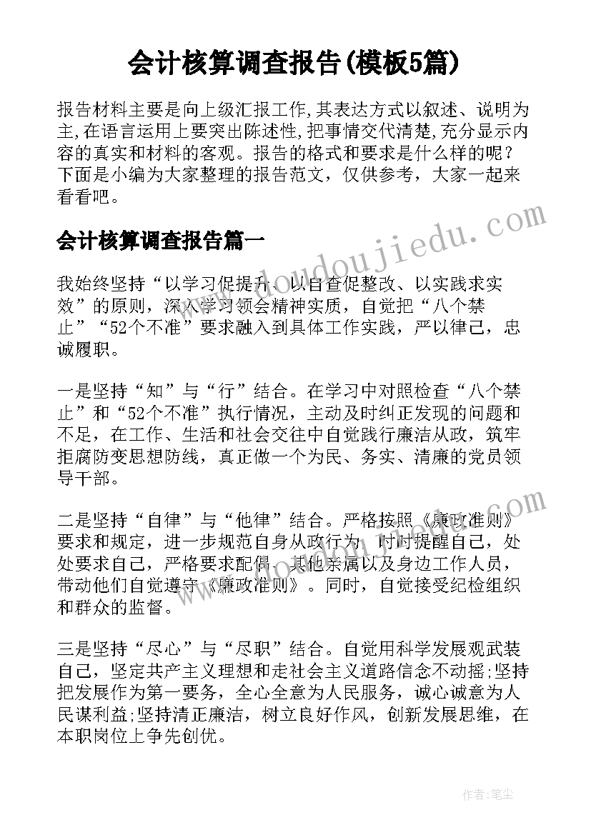 会计核算调查报告(模板5篇)