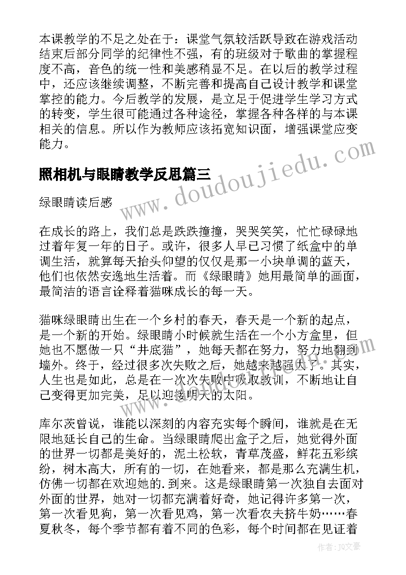 最新照相机与眼睛教学反思(模板9篇)