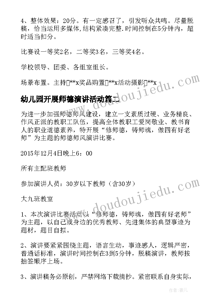 最新幼儿园开展师德演讲活动(大全5篇)