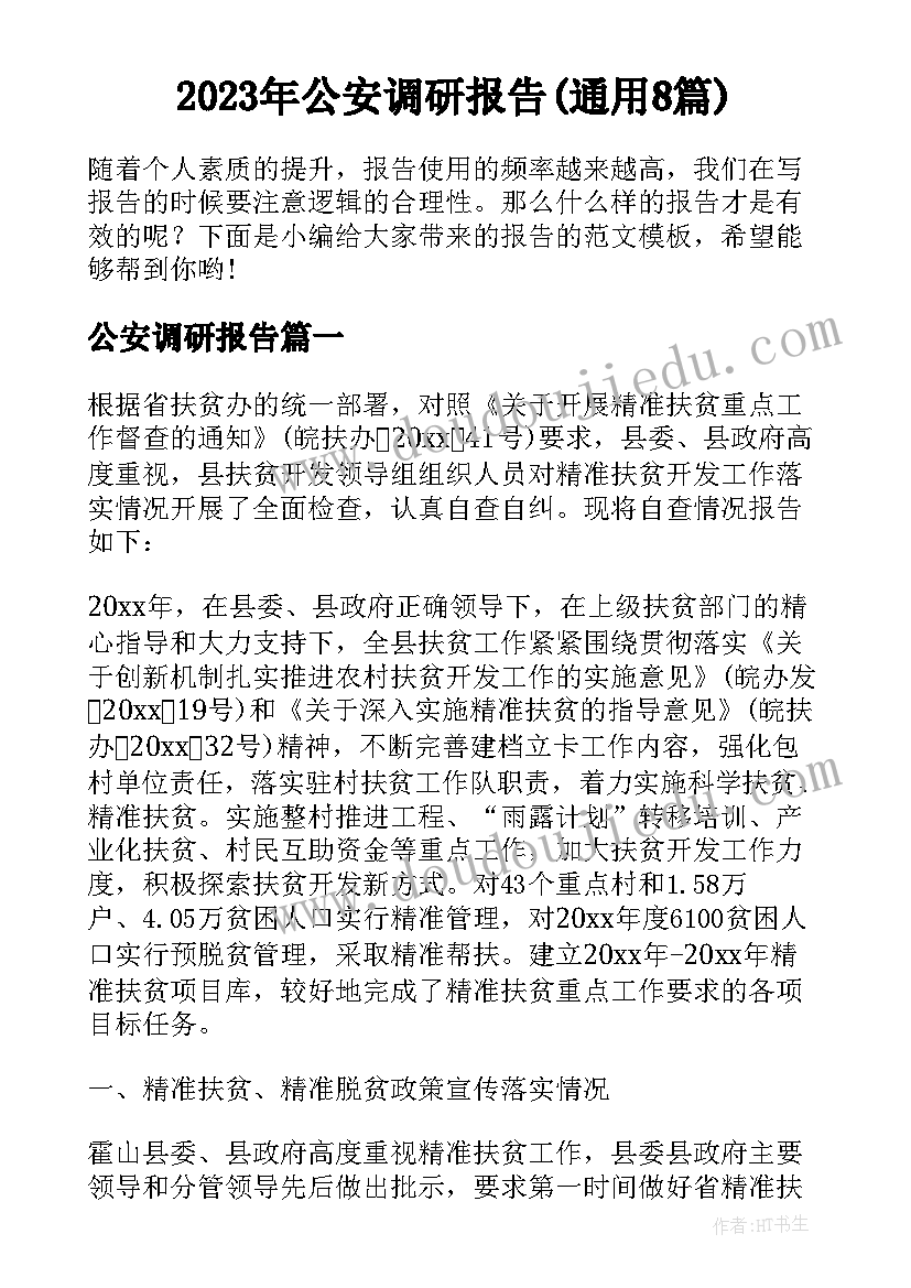 2023年公安调研报告(通用8篇)