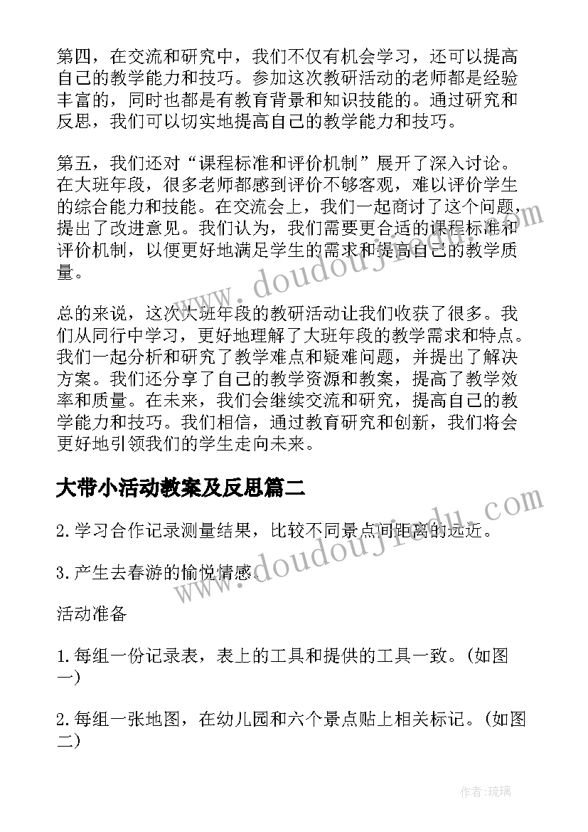 2023年大带小活动教案及反思(模板10篇)