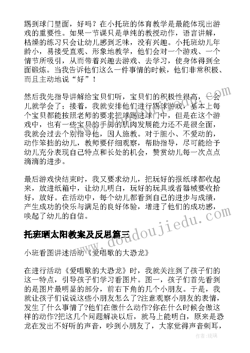 托班晒太阳教案及反思(精选5篇)