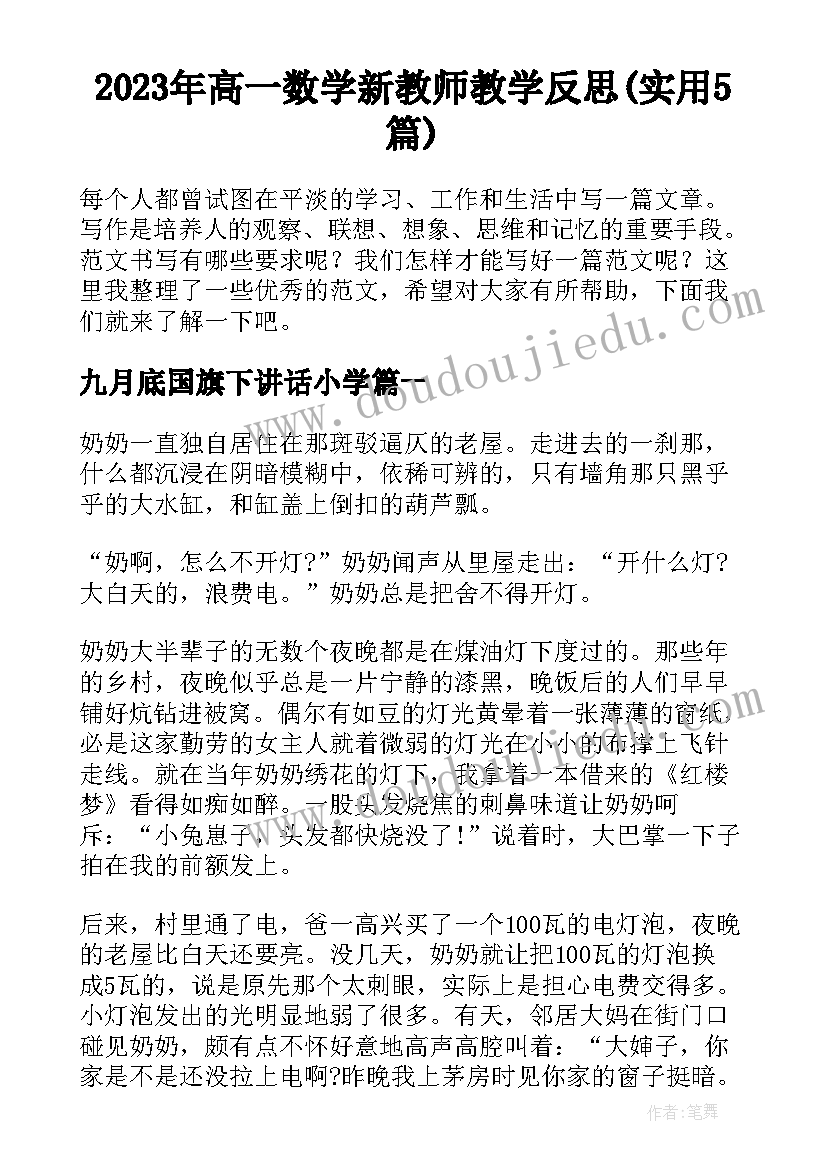 2023年高一数学新教师教学反思(实用5篇)