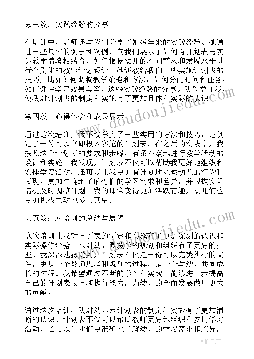 幼儿园过年目标 幼儿园计划表培训心得体会(优质10篇)