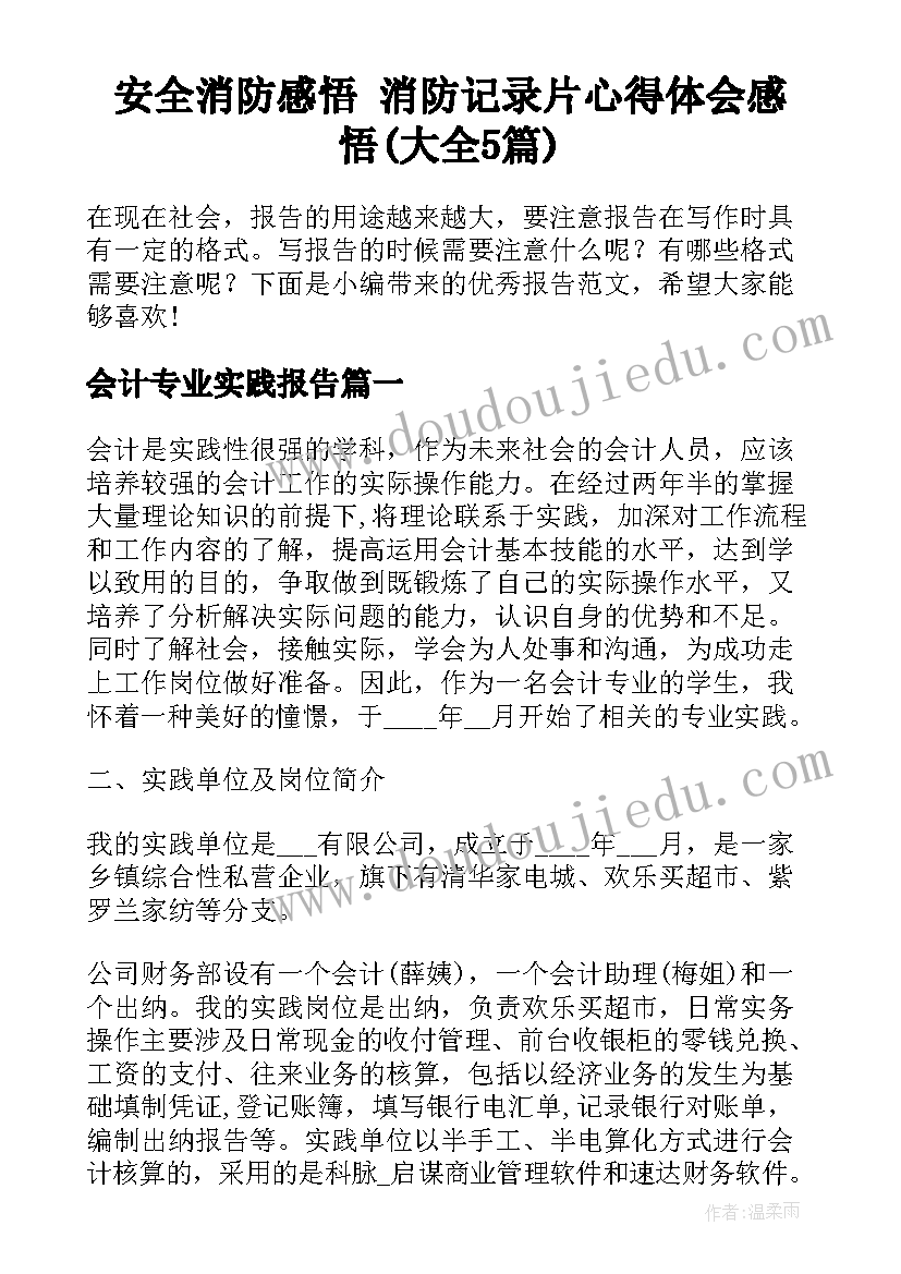 安全消防感悟 消防记录片心得体会感悟(大全5篇)