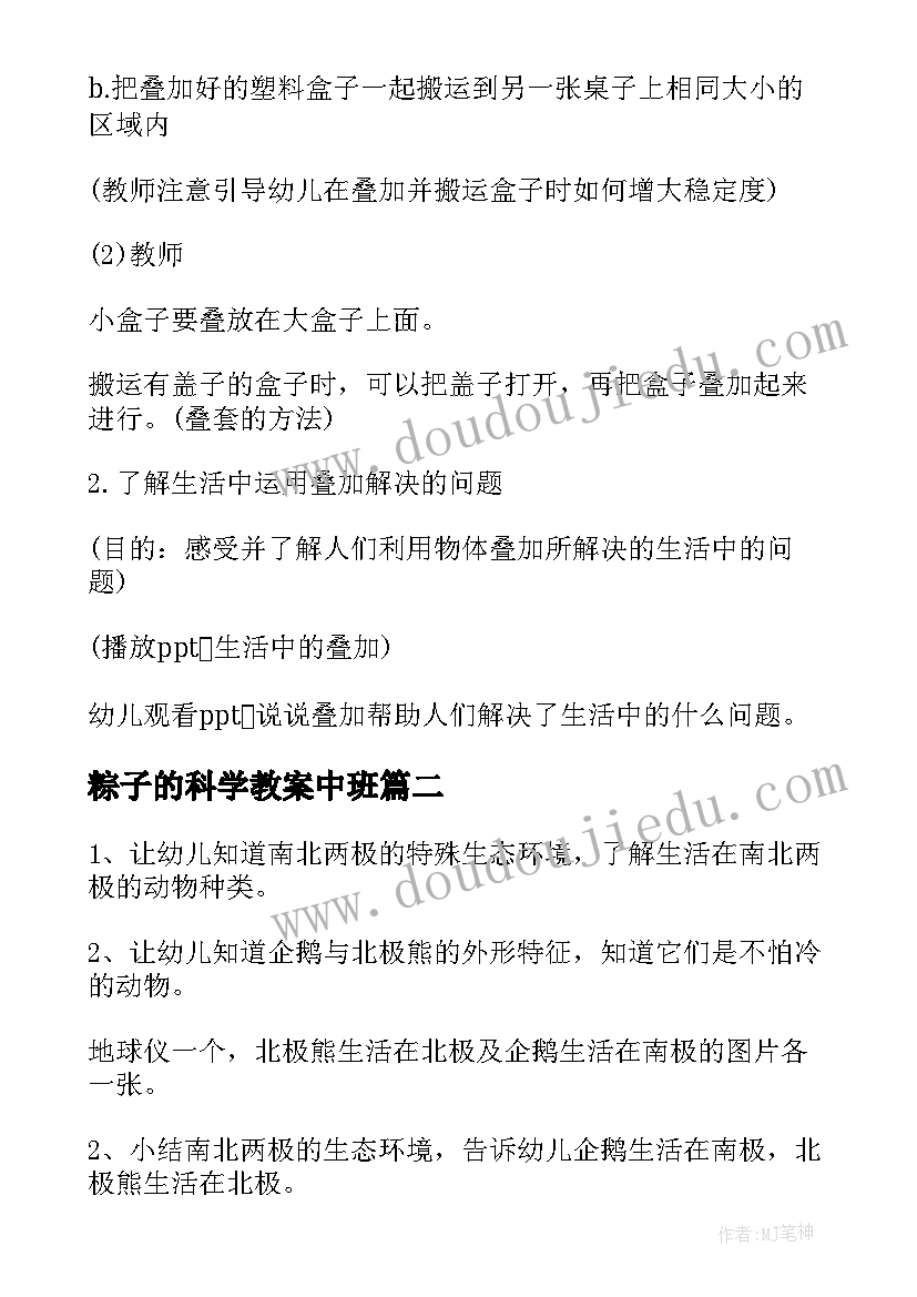 最新粽子的科学教案中班(模板6篇)