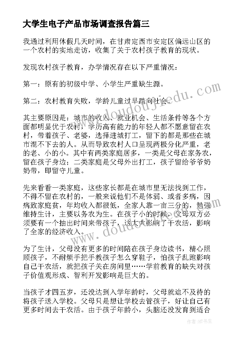 大学生电子产品市场调查报告(精选5篇)