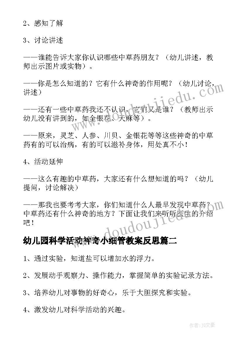 2023年幼儿园科学活动神奇小细管教案反思(实用5篇)