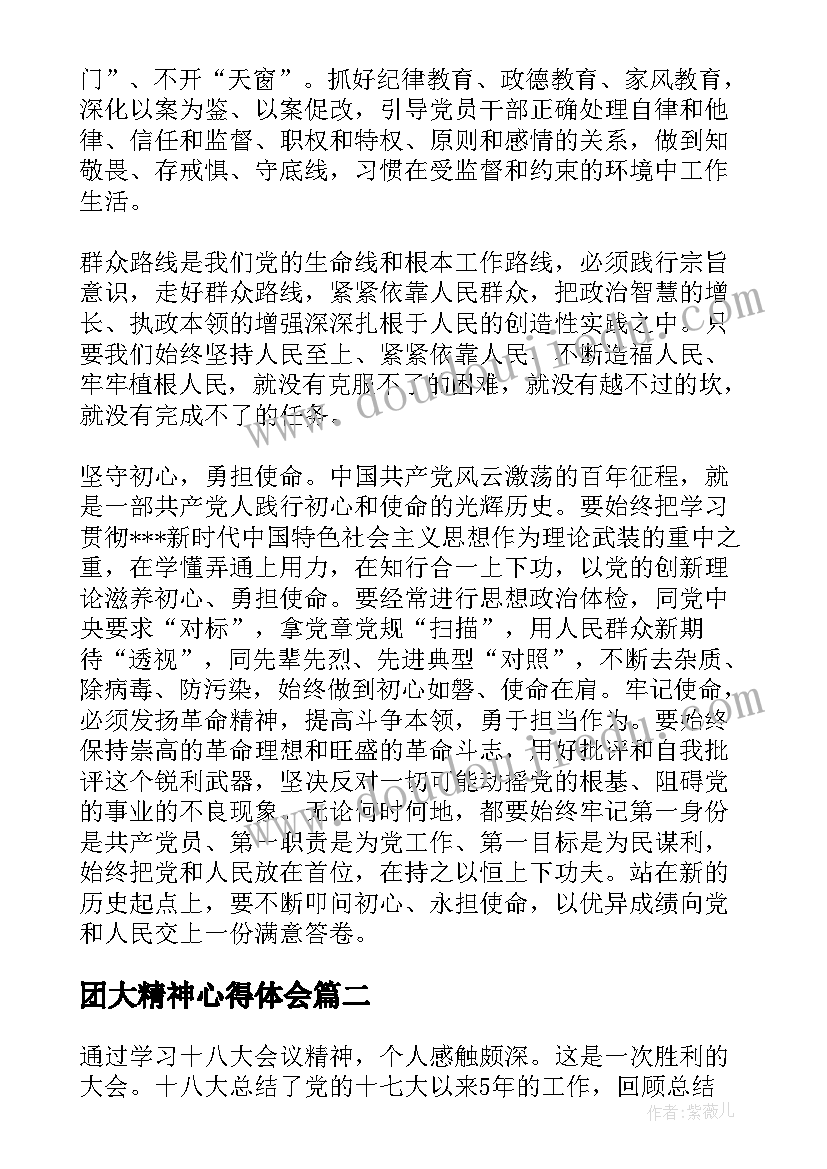 团大精神心得体会(实用5篇)