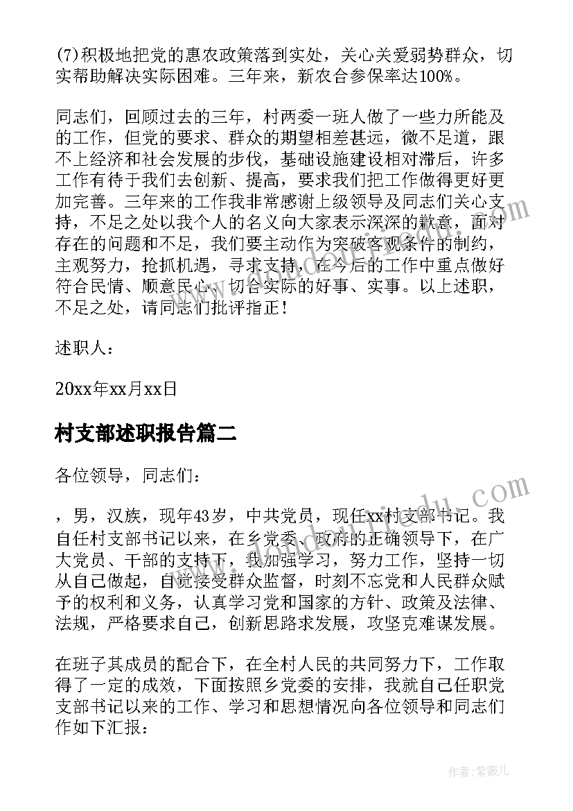 2023年村支部述职报告(大全7篇)