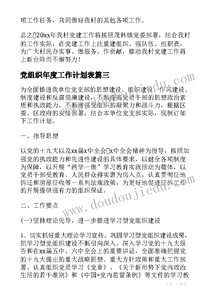 最新党组织年度工作计划表 党组织年度工作计划(实用5篇)