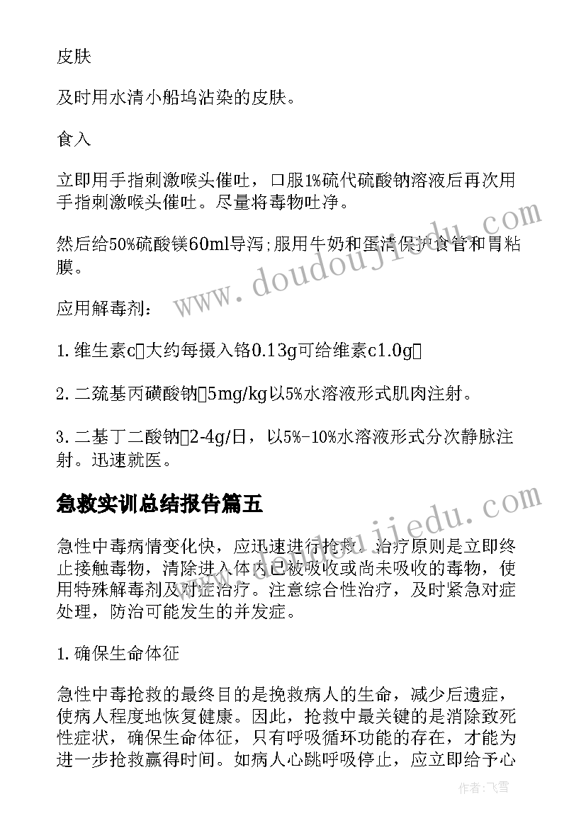 2023年急救实训总结报告(优秀5篇)