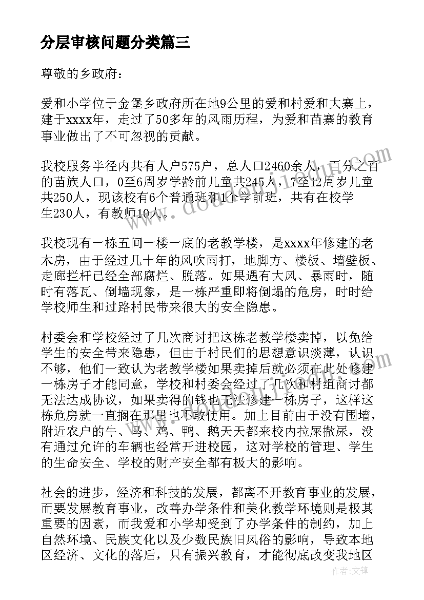 2023年分层审核问题分类 营养改善计划自查报告(实用6篇)