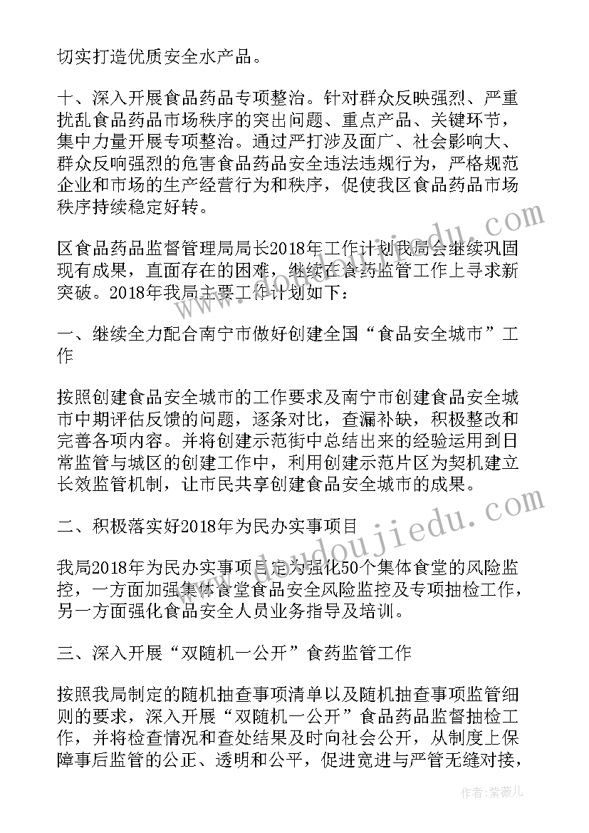 药品计划管理工作总结 区食品药品监督管理局局长工作计划(精选5篇)