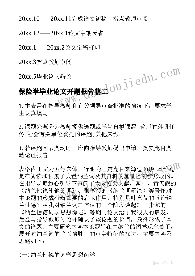 2023年保险学毕业论文开题报告(优秀8篇)