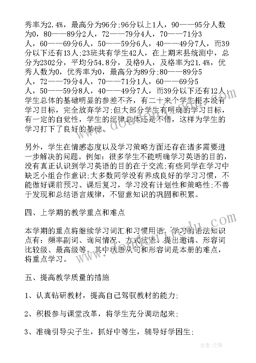 2023年八年级下学期仁爱英语教学计划(精选6篇)