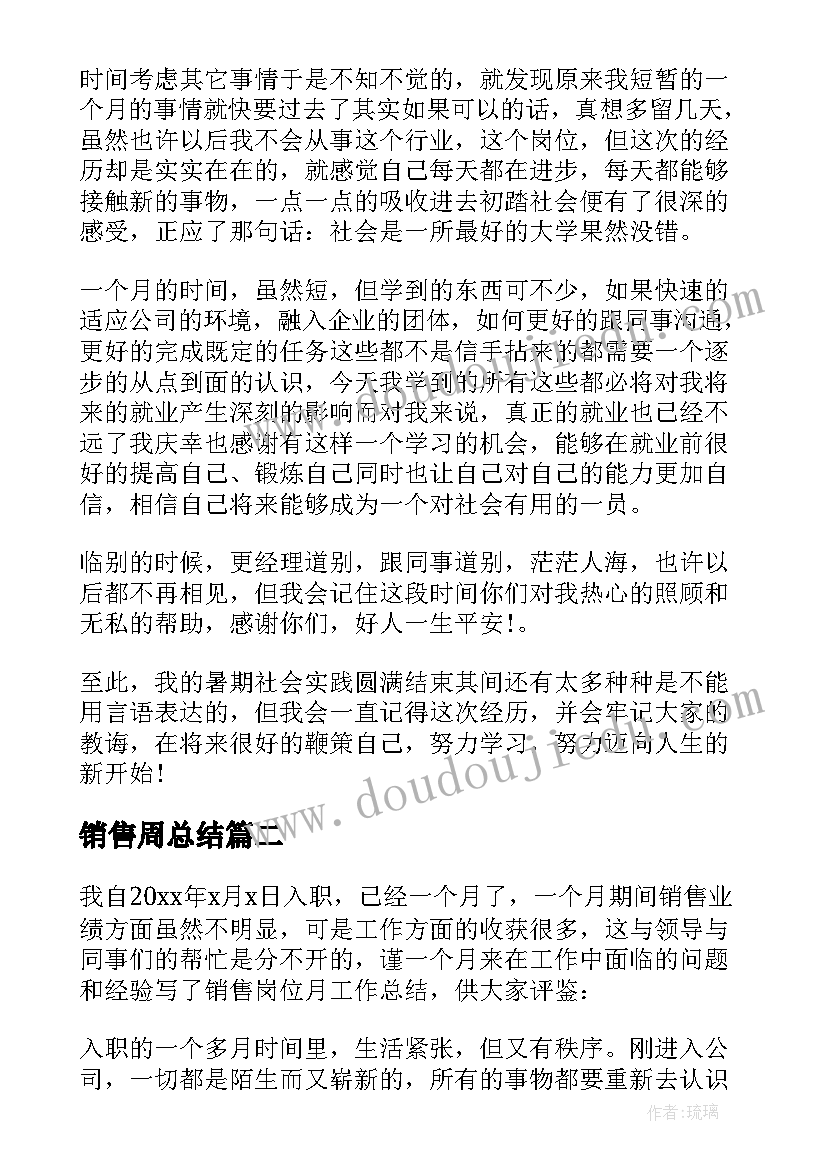 2023年销售周总结(精选5篇)