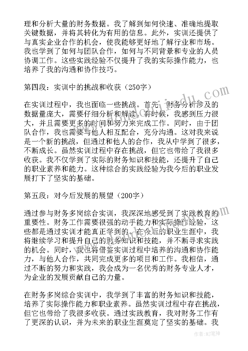 最新v综实训报告财务经理(大全5篇)