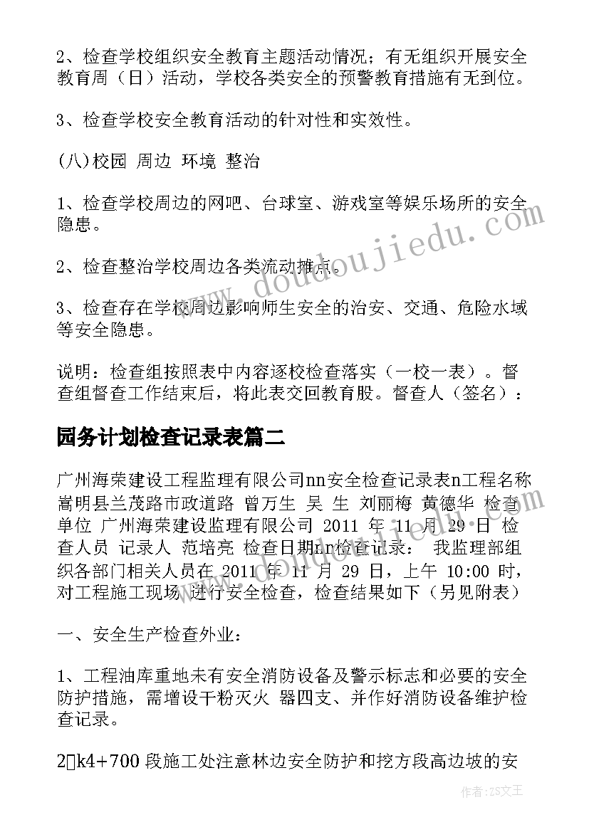 最新园务计划检查记录表 教学计划检查记录表(优质5篇)