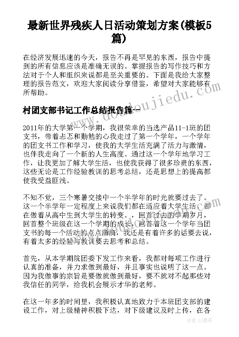 最新世界残疾人日活动策划方案(模板5篇)