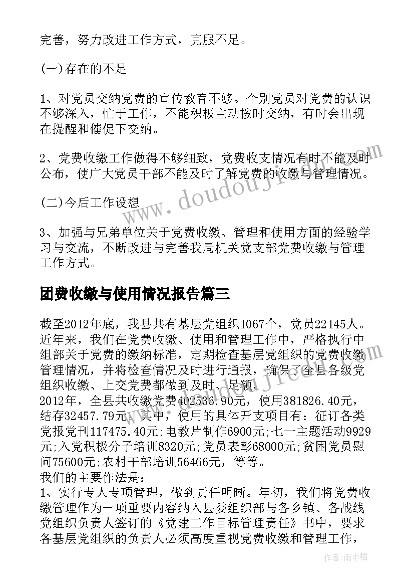 2023年团费收缴与使用情况报告(汇总5篇)