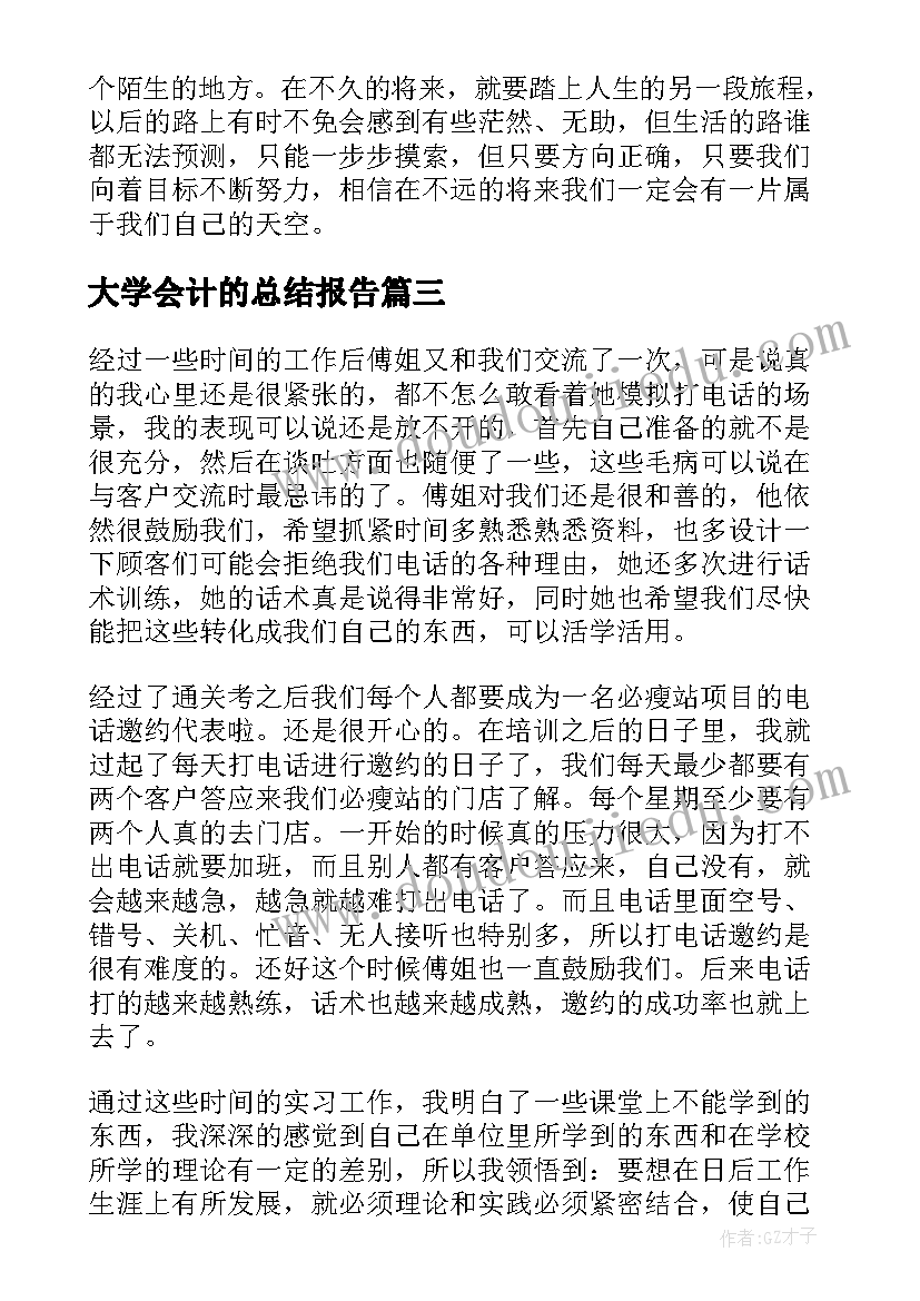 大学会计的总结报告(通用5篇)