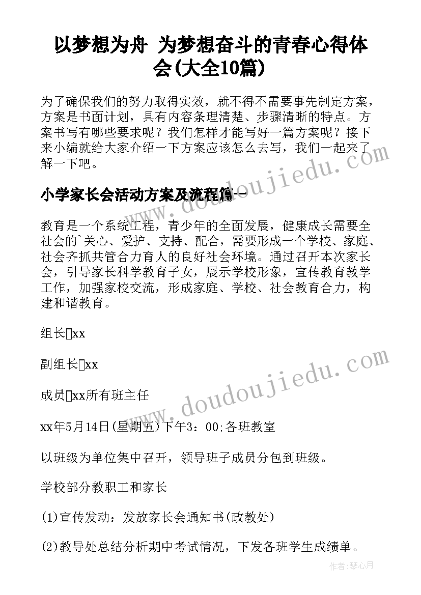 以梦想为舟 为梦想奋斗的青春心得体会(大全10篇)