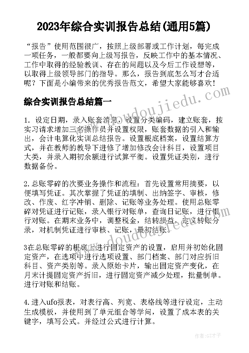 2023年综合实训报告总结(通用5篇)