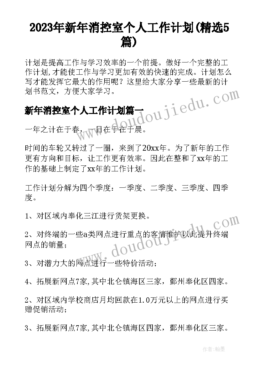 2023年新年消控室个人工作计划(精选5篇)