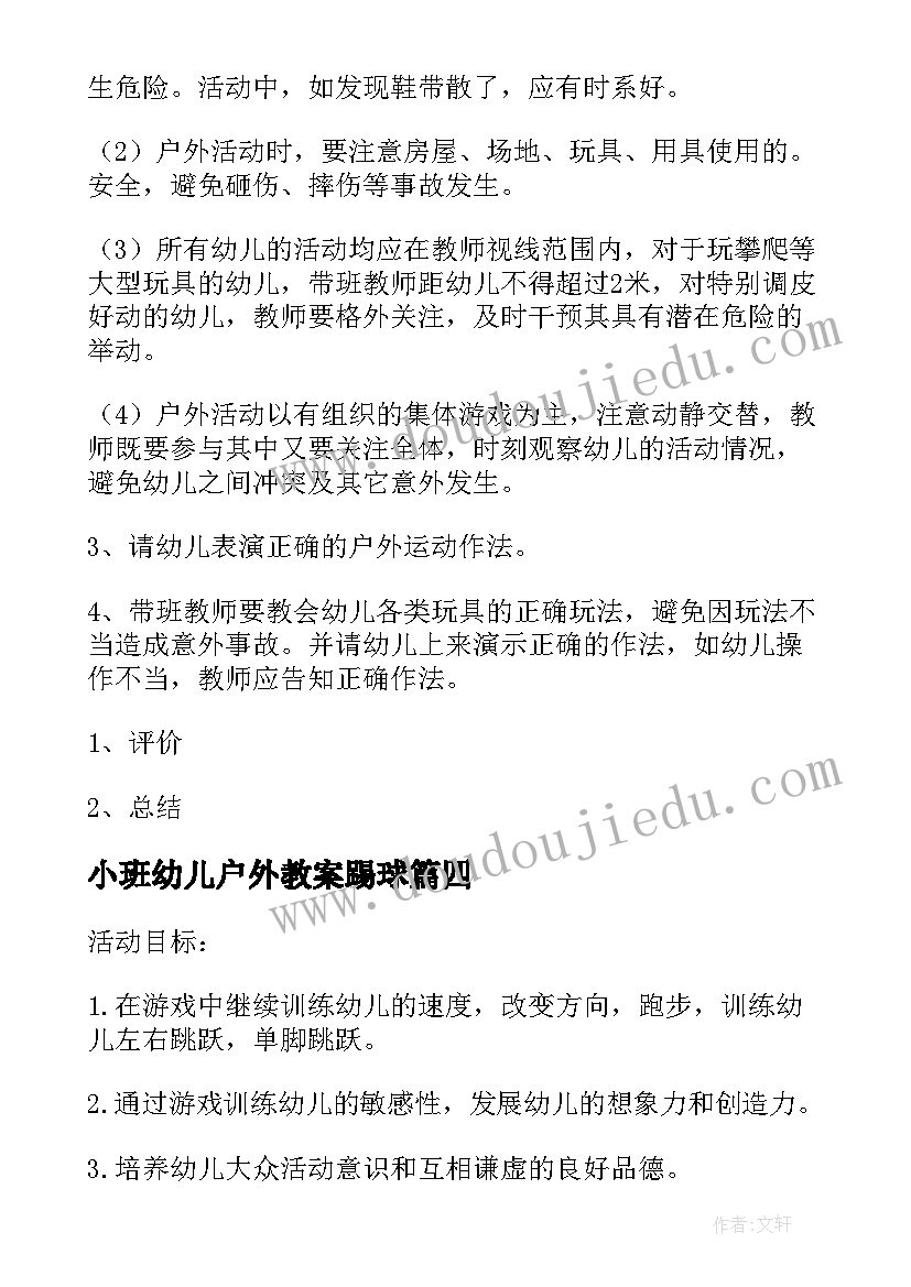 小班幼儿户外教案踢球 幼儿园小班体育户外活动教案(精选5篇)