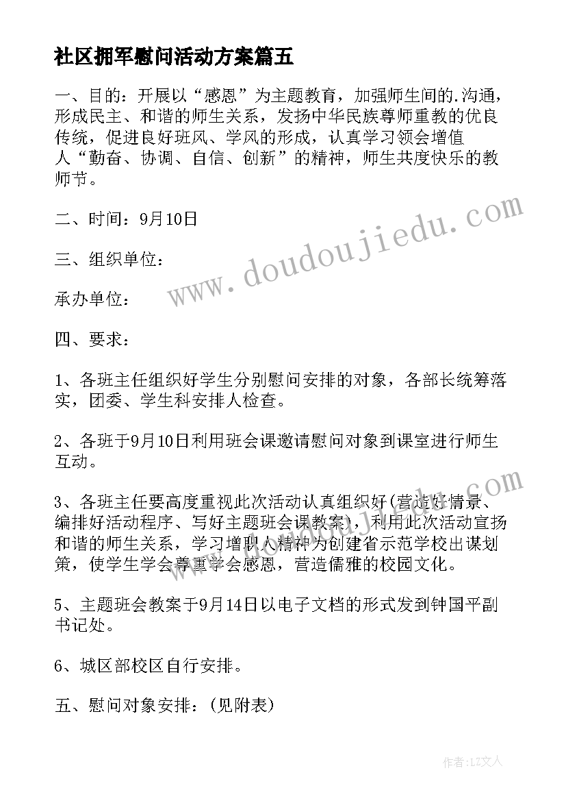 2023年社区拥军慰问活动方案 社区慰问活动方案(大全7篇)