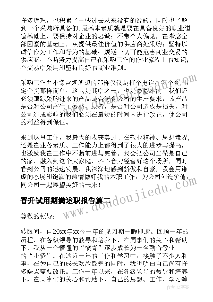 晋升试用期满述职报告(优质5篇)