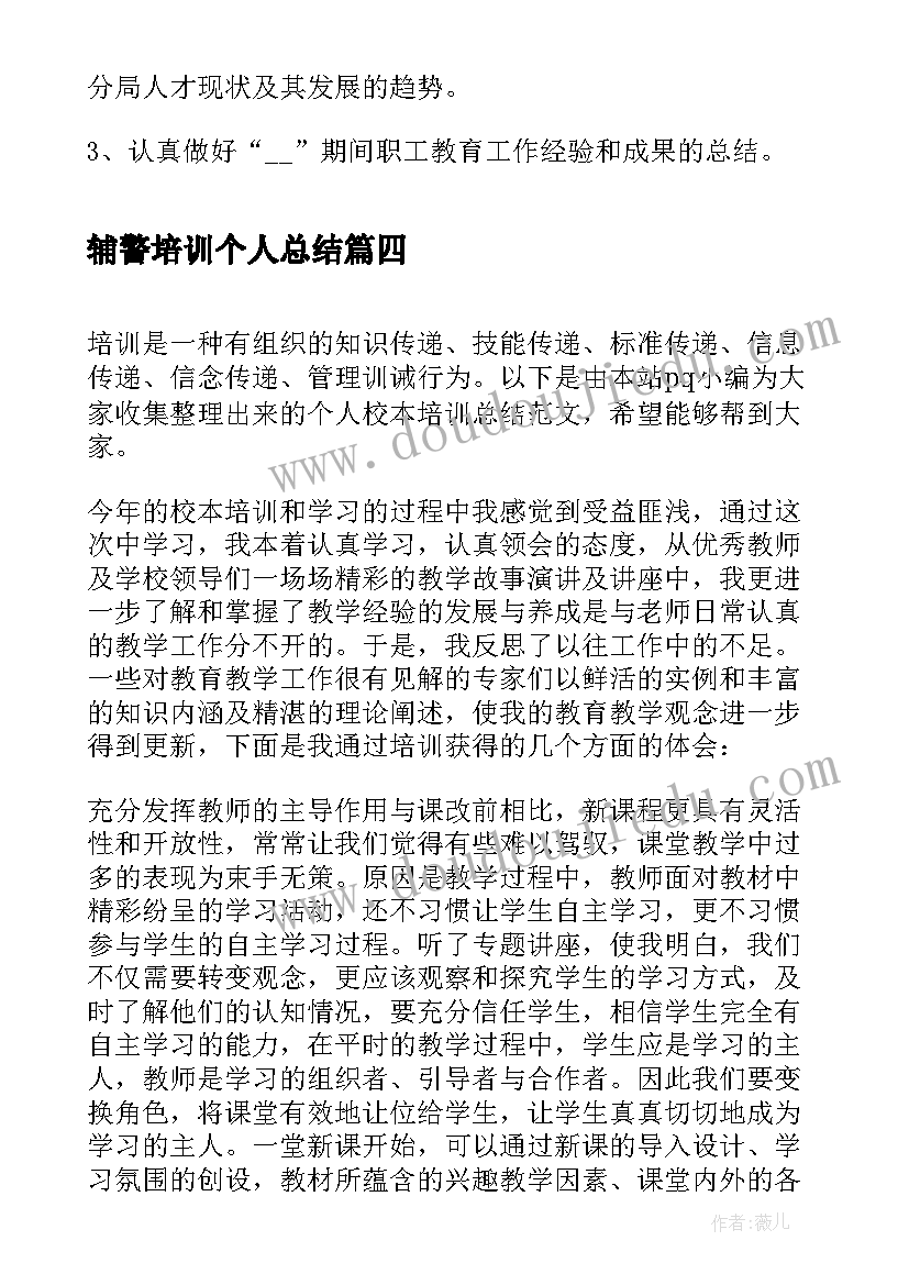 辅警培训个人总结(精选6篇)