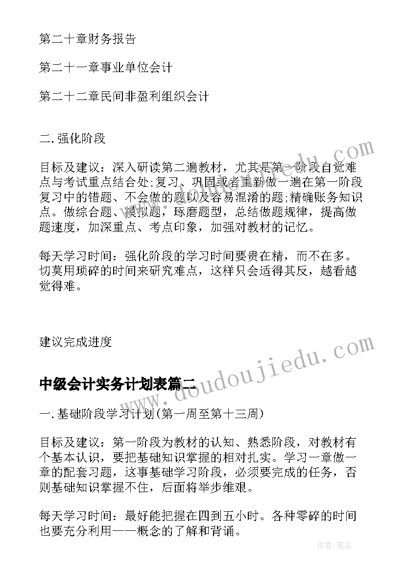 2023年中级会计实务计划表 中级会计实务学习计划(实用5篇)