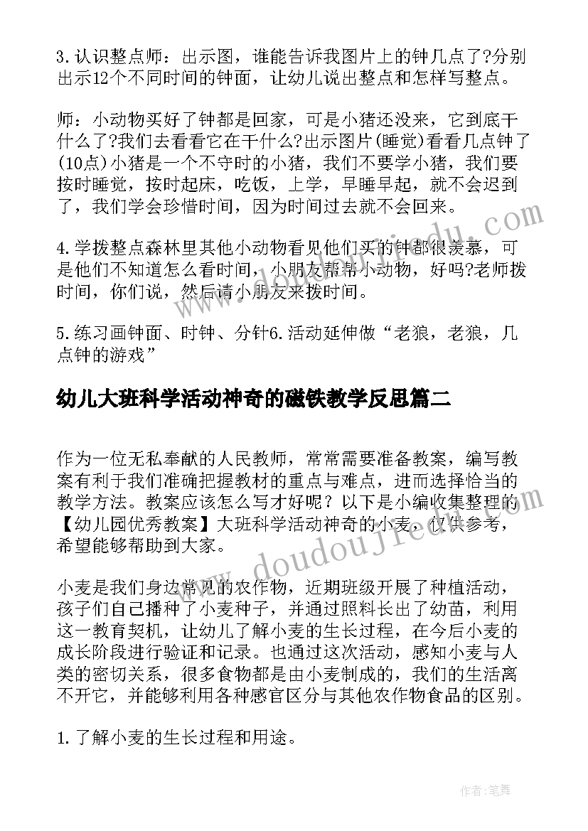 最新幼儿大班科学活动神奇的磁铁教学反思(优质5篇)