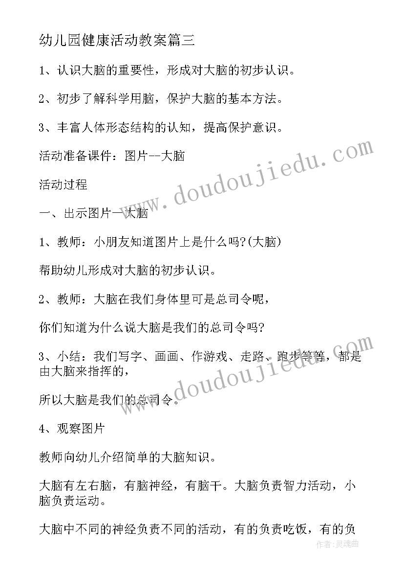 2023年幼儿园健康活动教案(实用5篇)