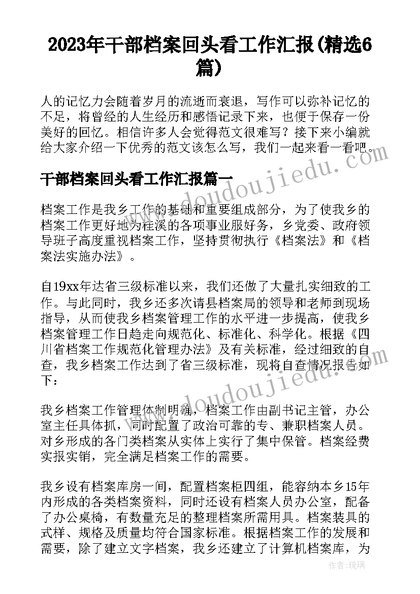 2023年干部档案回头看工作汇报(精选6篇)