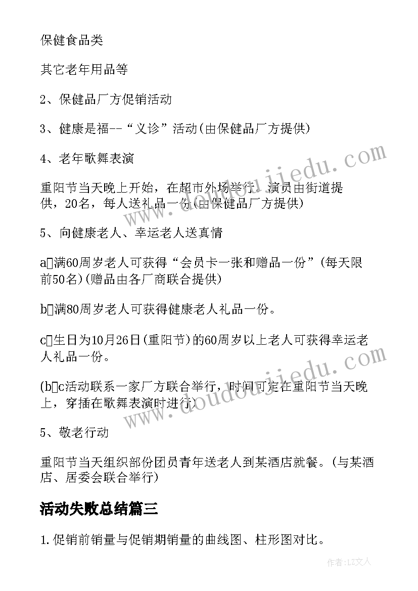 活动失败总结 超市促销活动失败总结(大全5篇)