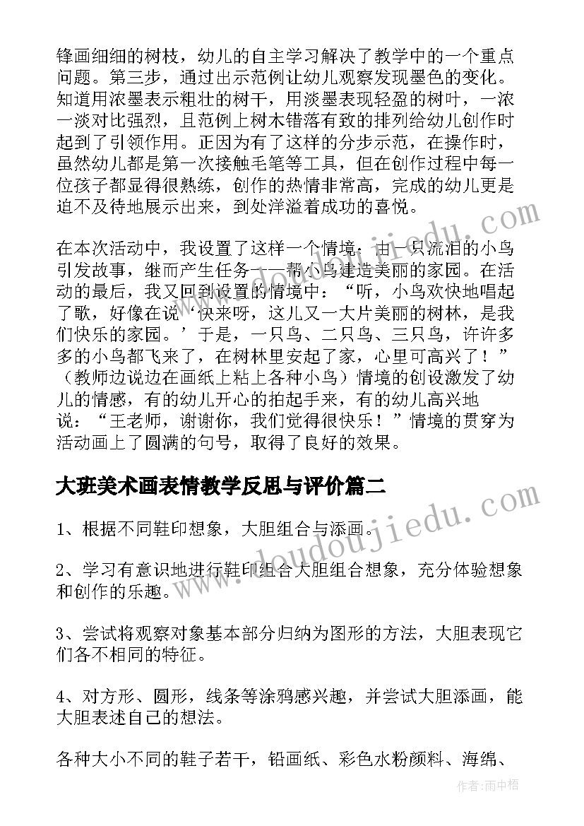 大班美术画表情教学反思与评价 大班美术教学反思(优质5篇)